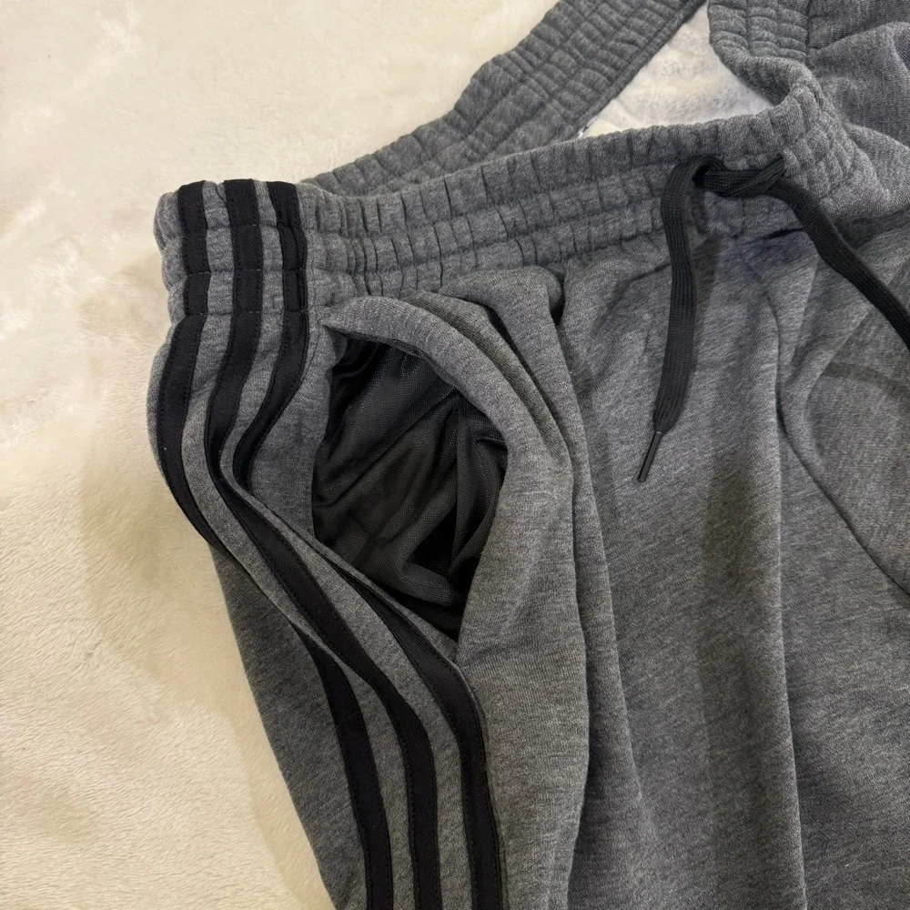Adidas men’s lounge sweatpants with three stripe grey and black size XL - Picture 3 of 9